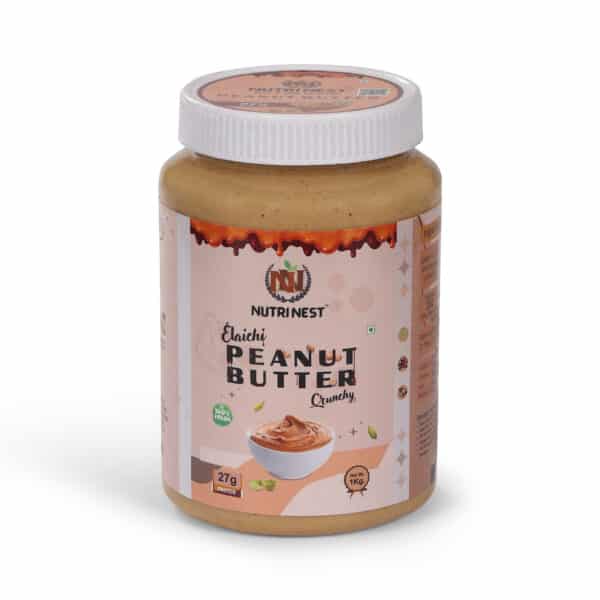 Crunchy peanut butter jar with elaichi flavor.